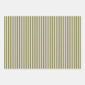 Feuille De Papier Cadeau Rayures Brun Verdâtre et Blanc (Devant)
