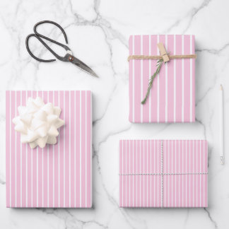 Feuille De Papier Cadeau Rayures Classiques Blanc - Rose Clair