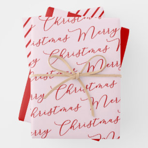 Feuille De Papier Cadeau Rayures Classiques Rose Rouge