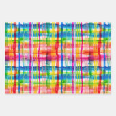 Feuille De Papier Cadeau Rayures d'aquarelle arc-en-ciel (Devant 2)