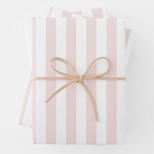 Feuille De Papier Cadeau Rayures de cabane rose et blanc Palm Beach