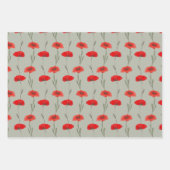 Feuille De Papier Cadeau Rayures de coquelicot rouge avec vert pastel et ro (Devant)