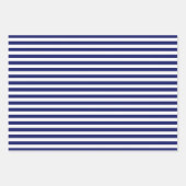 Feuille De Papier Cadeau Rayures de marin bleu (petite échelle) (Devant 3)