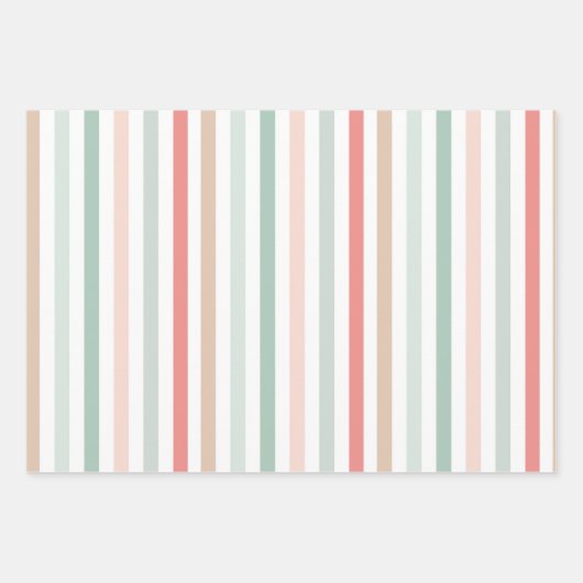 Feuille De Papier Cadeau Rayures de Noël (Devant)