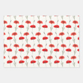 Feuille De Papier Cadeau Rayures de pavot rouge avec vert pastel et rose (Devant 3)