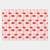 Feuille De Papier Cadeau Rayures de pavot rouge avec vert pastel et rose (Devant 2)