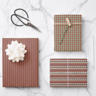 Feuille De Papier Cadeau Rayures de vacances + géométriques en couleurs tra