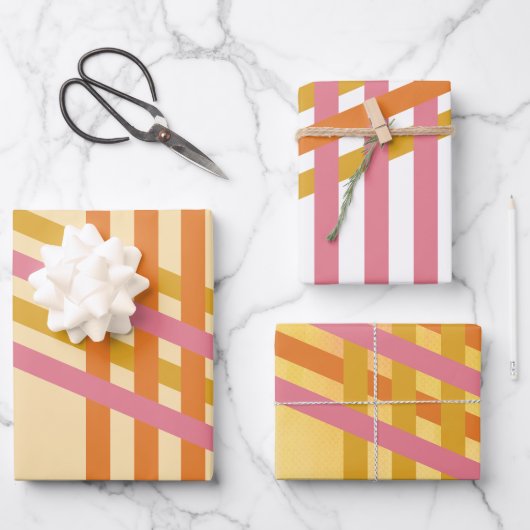 Feuille De Papier Cadeau Rayures diagonales colorées Cadeau générique (Recto)