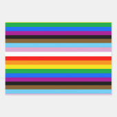 Feuille De Papier Cadeau Rayures du drapeau de progrès LGBTQ+ (Devant)
