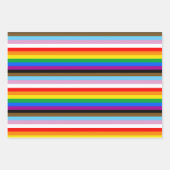 Feuille De Papier Cadeau Rayures du drapeau de progrès LGBTQ+ (Devant 3)