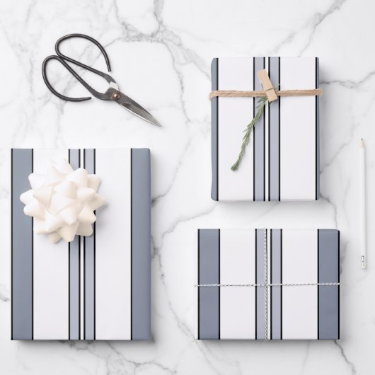 Feuille De Papier Cadeau Rayures grises (Recto)