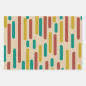 Feuille De Papier Cadeau Rayures modernes du Moyen-siècle dans les couleurs (Devant)