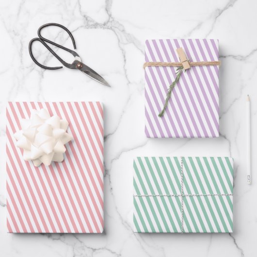 Feuille De Papier Cadeau Rayures pastel pour toutes occasions (Recto)