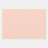 Feuille De Papier Cadeau Rayures pêche et blanc (Devant 3)