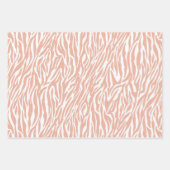 Feuille De Papier Cadeau Rayures pêche et blanc (Devant 2)