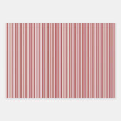 Feuille De Papier Cadeau Rayures Rouge Foncé & Blanc (Devant 3)