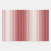 Feuille De Papier Cadeau Rayures Rouge Foncé & Blanc (Devant)