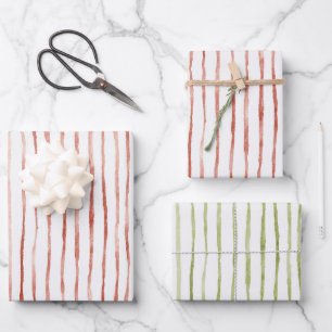 Feuille De Papier Cadeau Rayures Rouges Anniversaire