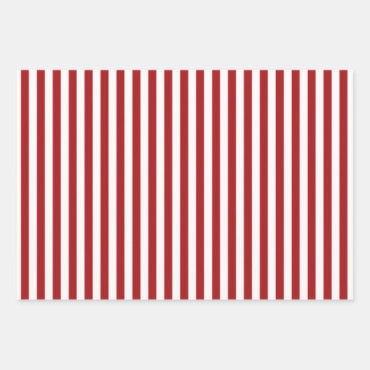 Feuille De Papier Cadeau Rayures Rouges & Blanches (Devant 2)