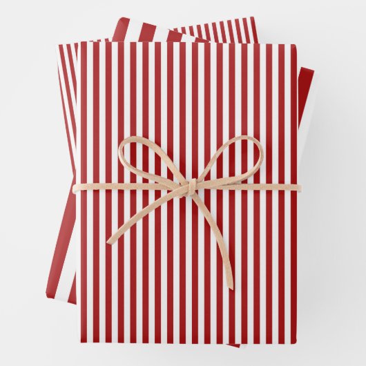 Feuille De Papier Cadeau Rayures Rouges & Blanches (En situation)