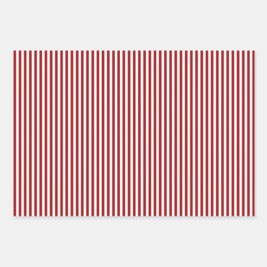 Feuille De Papier Cadeau Rayures Rouges & Blanches (Devant)
