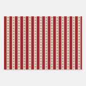 Feuille De Papier Cadeau Rayures Rouges Et Fleurs (Devant 2)
