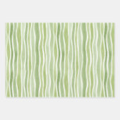 Feuille De Papier Cadeau Rayures vert lime ondulées crème (Devant)