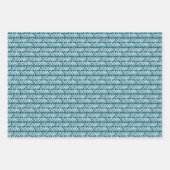 Feuille De Papier Cadeau Rayures Zigzag Abstraites Bleu Sarcelle Vert Blanc (Devant 2)