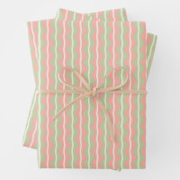 Rayures Zigzag Chevron - Rose,Vert et ivoire pâle