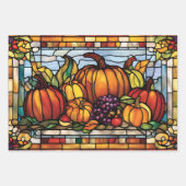 Feuille De Papier Cadeau Récolte D'Action De grâce, Verre De Tige, (Devant 2)