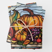 Feuille De Papier Cadeau Récolte D'Action De grâce, Verre De Tige, (En situation)