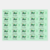 Feuille De Papier Cadeau Recyclage des ordures Camion Nom et âge du garçon  (Devant 3)