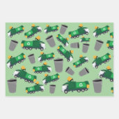 Feuille De Papier Cadeau Recyclage Motif de camion-poubelle (Devant)