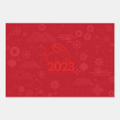 Feuille De Papier Cadeau Red 2023 Lunar Nouvel An Rabbit (Devant)