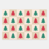 Feuille De Papier Cadeau Red and Green Christmas Trees Pattern (Devant 3)