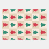 Feuille De Papier Cadeau Red and Green Christmas Trees Pattern (Devant)