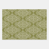 Feuille De Papier Cadeau Red and Green Classic Damask Pattern Christmas (Devant)