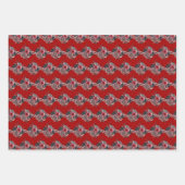 Feuille De Papier Cadeau Red and Silver Elegant Flowers (Devant 3)