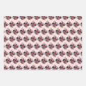 Feuille De Papier Cadeau Red and Silver Elegant Flowers (Devant 2)