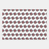 Feuille De Papier Cadeau Red and Silver Elegant Flowers (Devant)