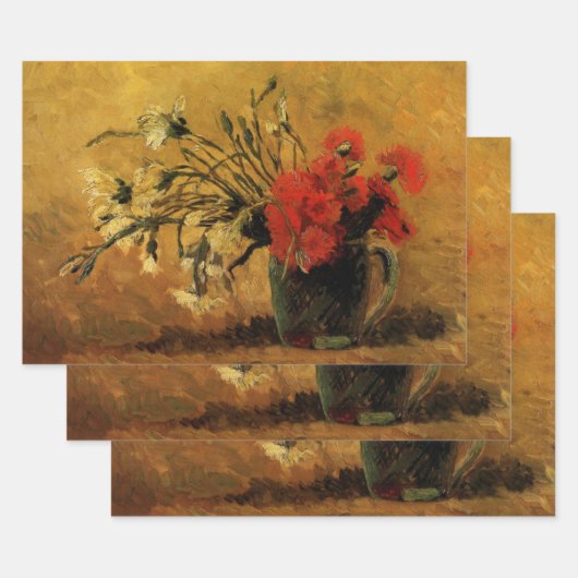 Feuille De Papier Cadeau Red And White Carnations by Vincent van Gogh (Lot)