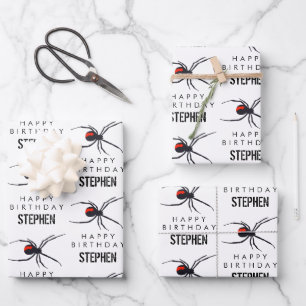 Feuille De Papier Cadeau Red & Black Spider Fête d'anniversaire Thème et no