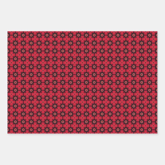 Feuille De Papier Cadeau Red & Black Tile Pattern (Devant 3)