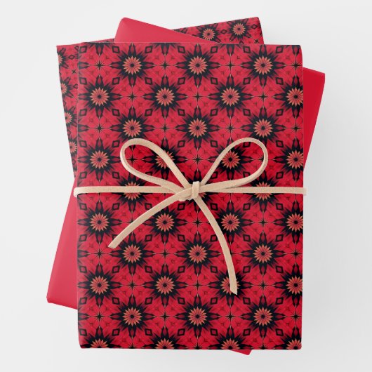 Feuille De Papier Cadeau Red & Black Tile Pattern (En situation)