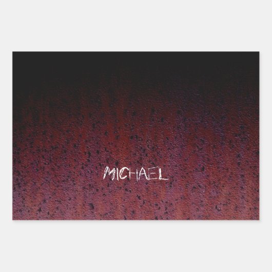Feuille De Papier Cadeau Red Brown Black Ombre Rust Metal Custom name (Devant 3)