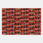 Feuille De Papier Cadeau Red Buffalo Plaid Gold Jingle de Noël (Devant 3)