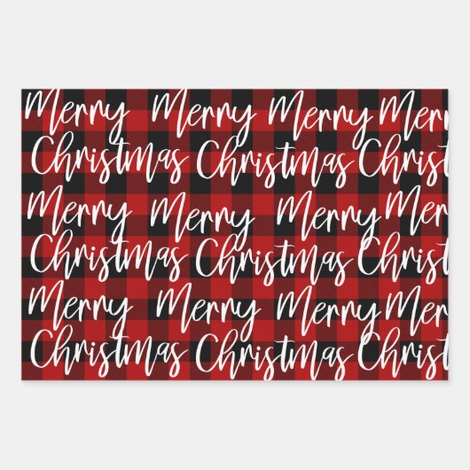 Feuille De Papier Cadeau Red Buffalo Plaid & Joyeux Noël (Devant 3)