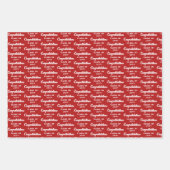 Feuille De Papier Cadeau Red Caps Diplomas Mixed Graduation Patterns (Devant 2)