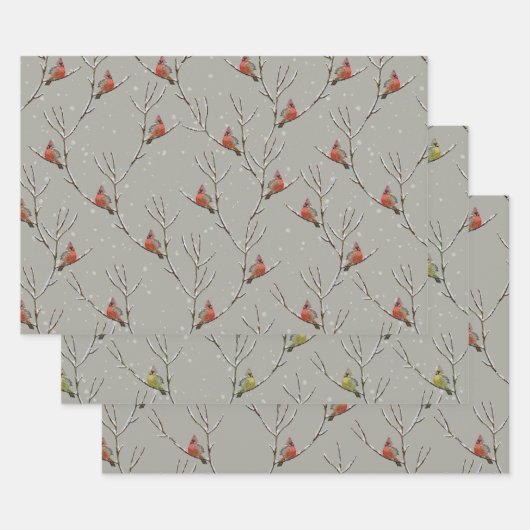 Feuille De Papier Cadeau Red Cardinal Perched on a Tree Branch Wrapping Pap (Lot)