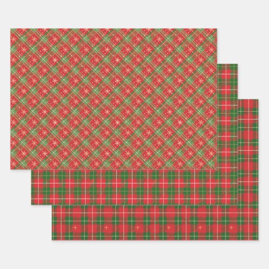Feuille De Papier Cadeau Red Christmas Plaid (Lot)